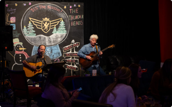 Wide angle of a live band